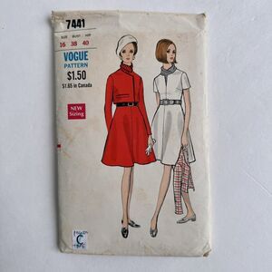 Vogue Sewing Pattern A Line Flare Dress with Jacket Vogue 7441 Sz 16 CUT